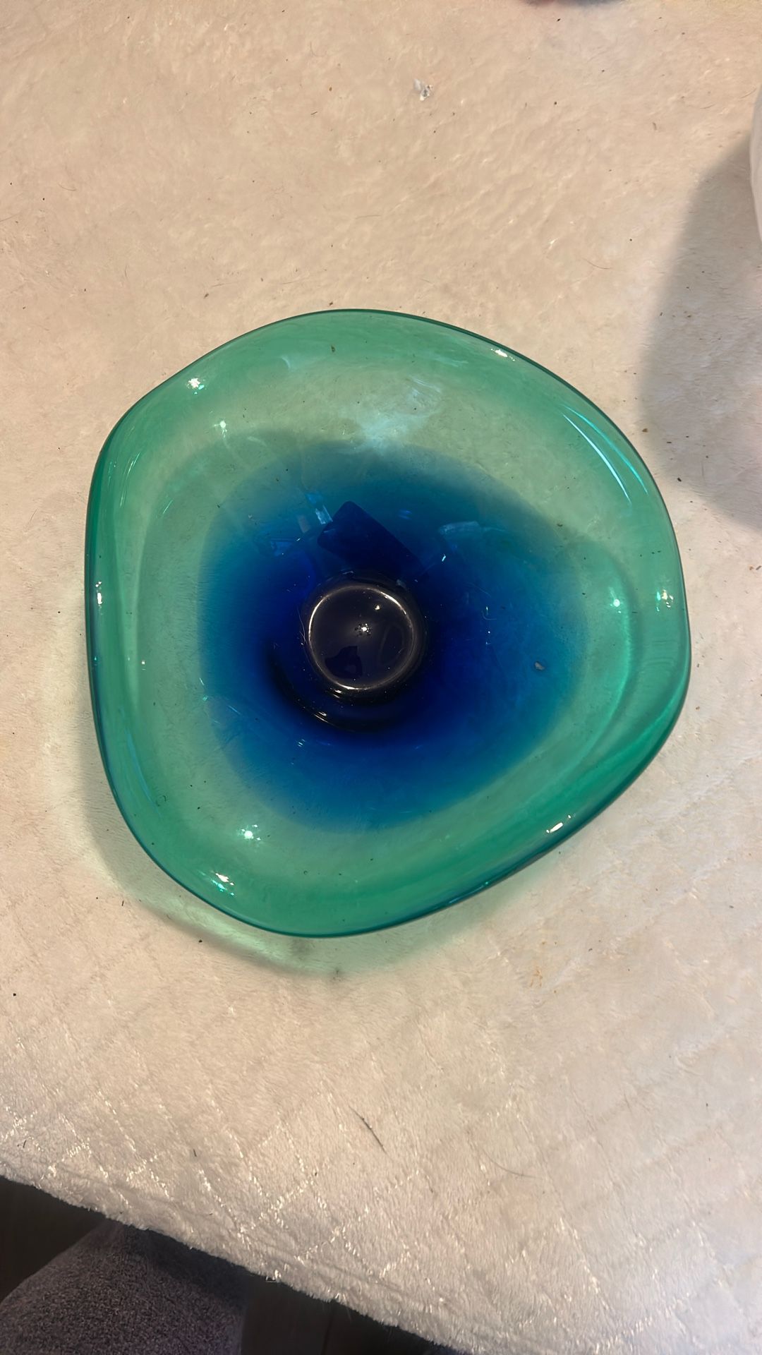 Marano glass bowl vintage, beautiful greens and blues