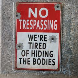 11 3/4" X 8" Tin Warning Sign "Bodies"