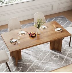 Solid Wood Dining Table with Panel Legs
