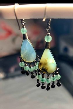 Teardrop Stone Chandelier Dangle Earrings