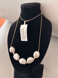 14k Freshwater pearl chain necklace