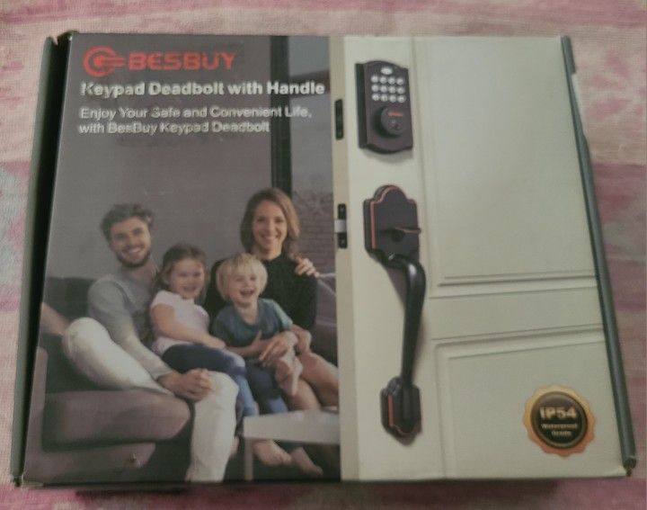 BESBUY Electronic Keypad Deadbolt, Keyless Entry Door Lock with Handle, Digital Smart Door Lock - Black