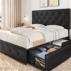 King size bed frame with drawers