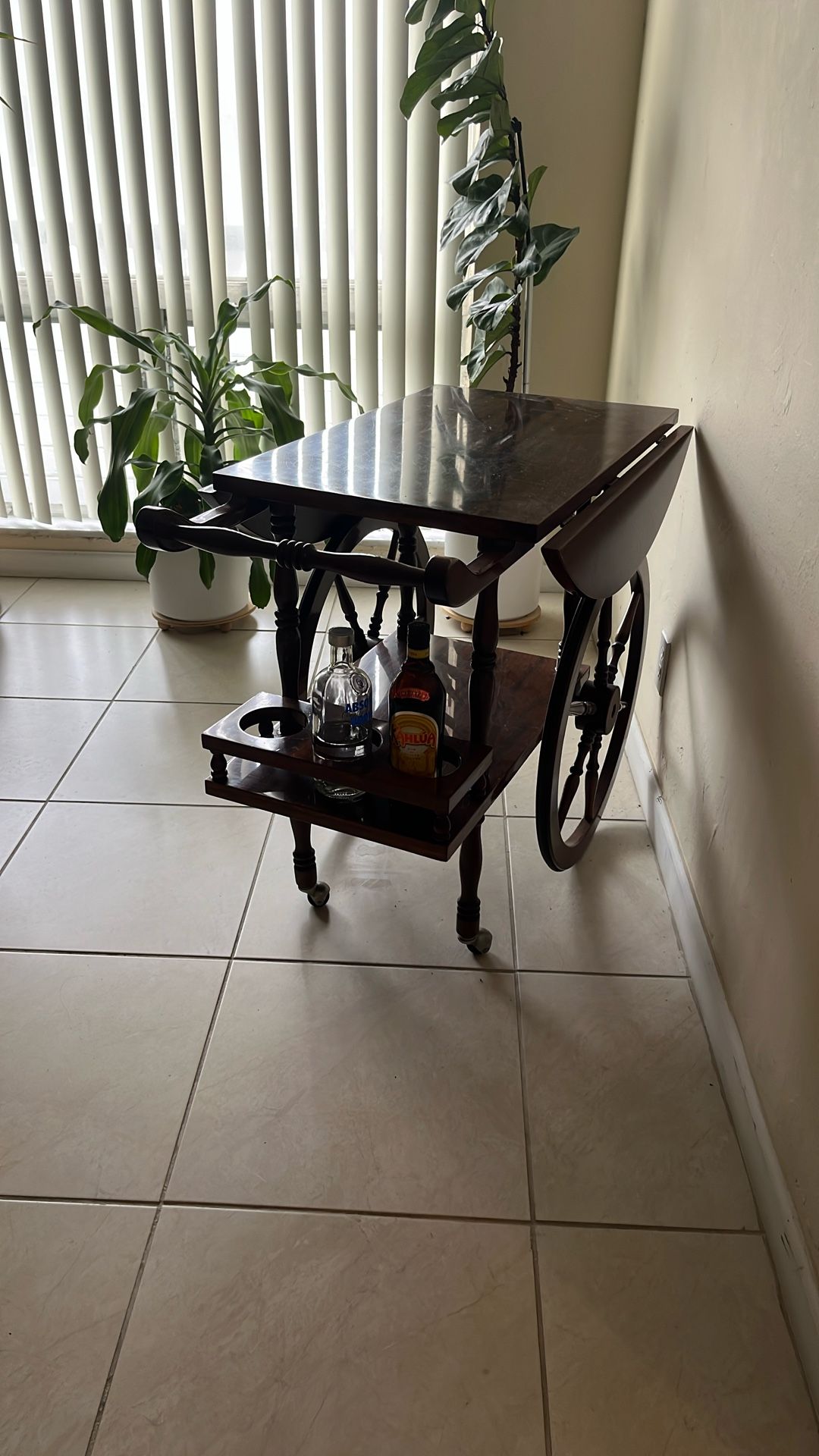Vintage Spindle Bar Cart in Wood, France, 1970s