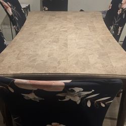 Marble Top 6 Ft Table With 6 Chairs