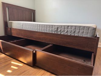 IKEA SONGESAND Twin Bed Frame w/ Storage Drawers + Mattress