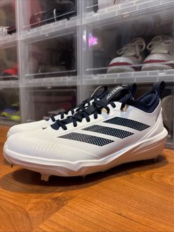 Adidas Adizero Impact 2 White Navy JH6735 Metal Baseball Cleats Mens Sz 11.5 NEW