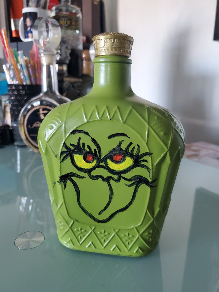 The GRINCH Hand Painted Empty Bottle