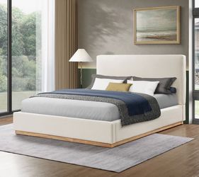 Upholstered Boucle Platform Bed, Queen size