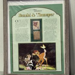 Disney Friendship*22K Gold Foil Stamp of Bambi & Thumper + Original 37c Postage Gold Embossed