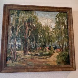 OIL ON CANVAS, SARAH ELIZABETH TRUAX Early California Eucalyptus Landscape