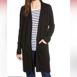 Splendid Open Front Ribbed Knit Cardigan – Black – Size M