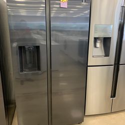 Samsung 36 Used Refrigerator Side By Side Door In Black Stainless 