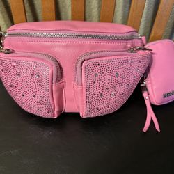 NEW Madden NYC Women's Embellished Crossbody Bag/Fanny Pack with Pouch (Pink)