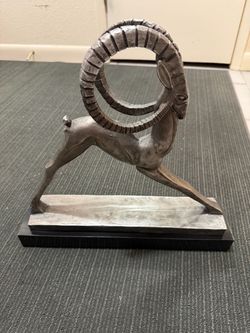 Art Deco Ibex Gazelle Metal Sculpture