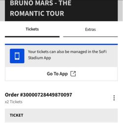 2 Bruno mars tickets 10/2/26