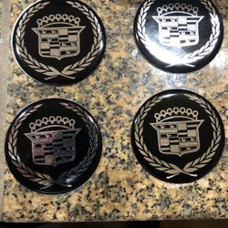 Set Of 4 2.25” Cadillac Blk & Chrome KO’s Wheel Chips