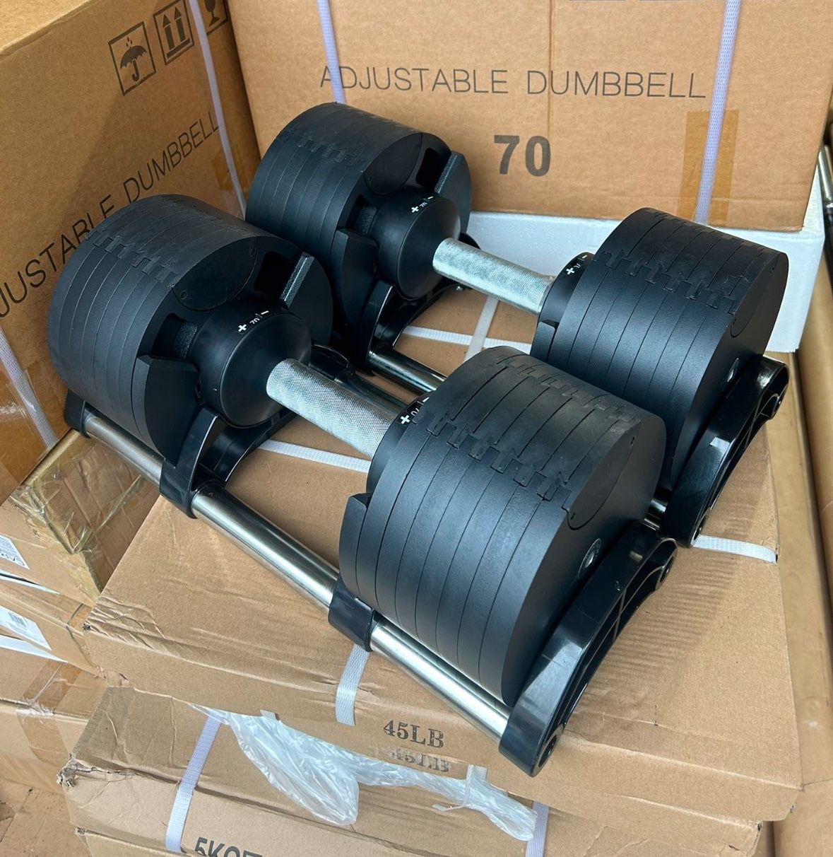New 5-70lb Adjustable Dumbells