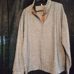 Men's Gray Pullover Jacket With Faux Suede Accents 