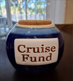 Tumbleweed Pottery Cruise Fund Jar Ceramic Bank Blue with Cork Lid Handcrafted