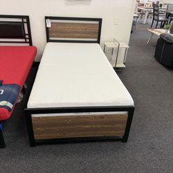 Twin Bed Frame With Gel Memory Foam Mattress 