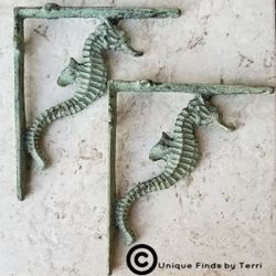 SALE! New! {Set of 2}  7.75" Seahorse Shelf Brackets Coastal Nautical | SHIPPING IS AVAILABLE