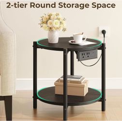LIKIMIO 2-Tier Round End Table （15.8“） Color black   Brand new in box - Assembly is required  cash only  Pickup only (Anaheim)