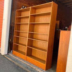 Pair of Vintage Danish Mid Century Modern Teak Bookcases