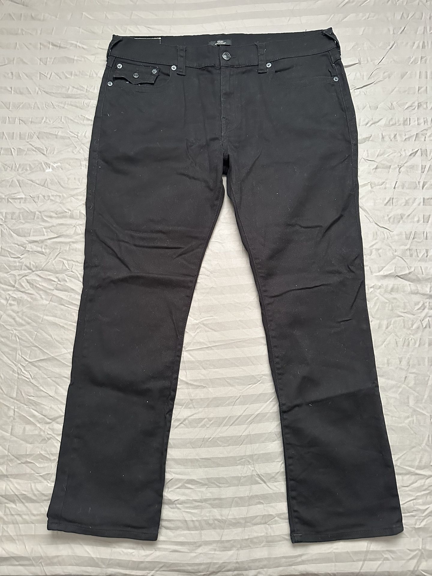 True Religion Ricky Relaxed Straight Black Pants waste size 38