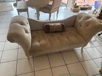 Studded Chase lounge beige in color … 70” wide , 27” depth , 30” high $100