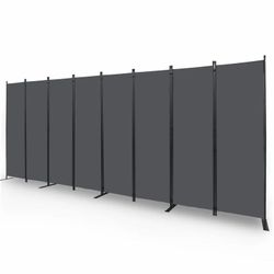 New-YASRKML 8 Panel Folding Privacy Screen, 6Ft Tall Room Divider with Wider Support Feet, Portable Wall Dividers Room Partition, Grey