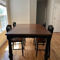 Solid black & red/brown mahogany dining table 