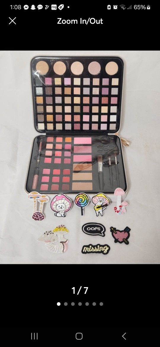 Brand New Glam Makeup Case and 9 Shiny Fun Embroidery Patches Iron Ons