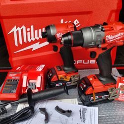 Brand New Milwaukee M18 FUEL 18V Lithium-Ion Brushless Cordless Hammer Drill and Impact Driver Combo Kit (2-Tool) with 2 Batteries