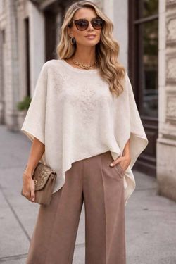 100% Cashmere Wrap Poncho Embroidered Soft Luxury Top M-XXL