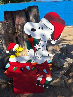 Christmas, Snowman, Snoopy With Woodstock, Lawn Art Decor