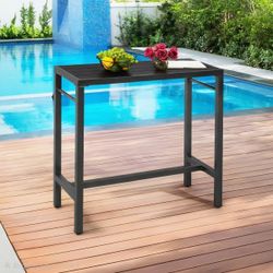 Outdoor Bar Table Black,38 in. W Black HDPS Material Rectangular Outdoor / Indoor , NEW