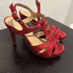 Thalia Sodi red embellished heels - women’s size 6M