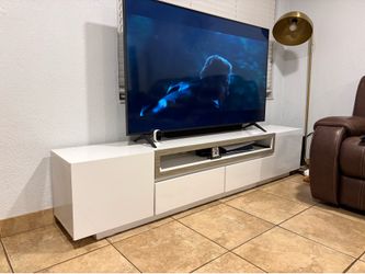 La Paz 86” TV Stand – White/Nautic Grey – $50
