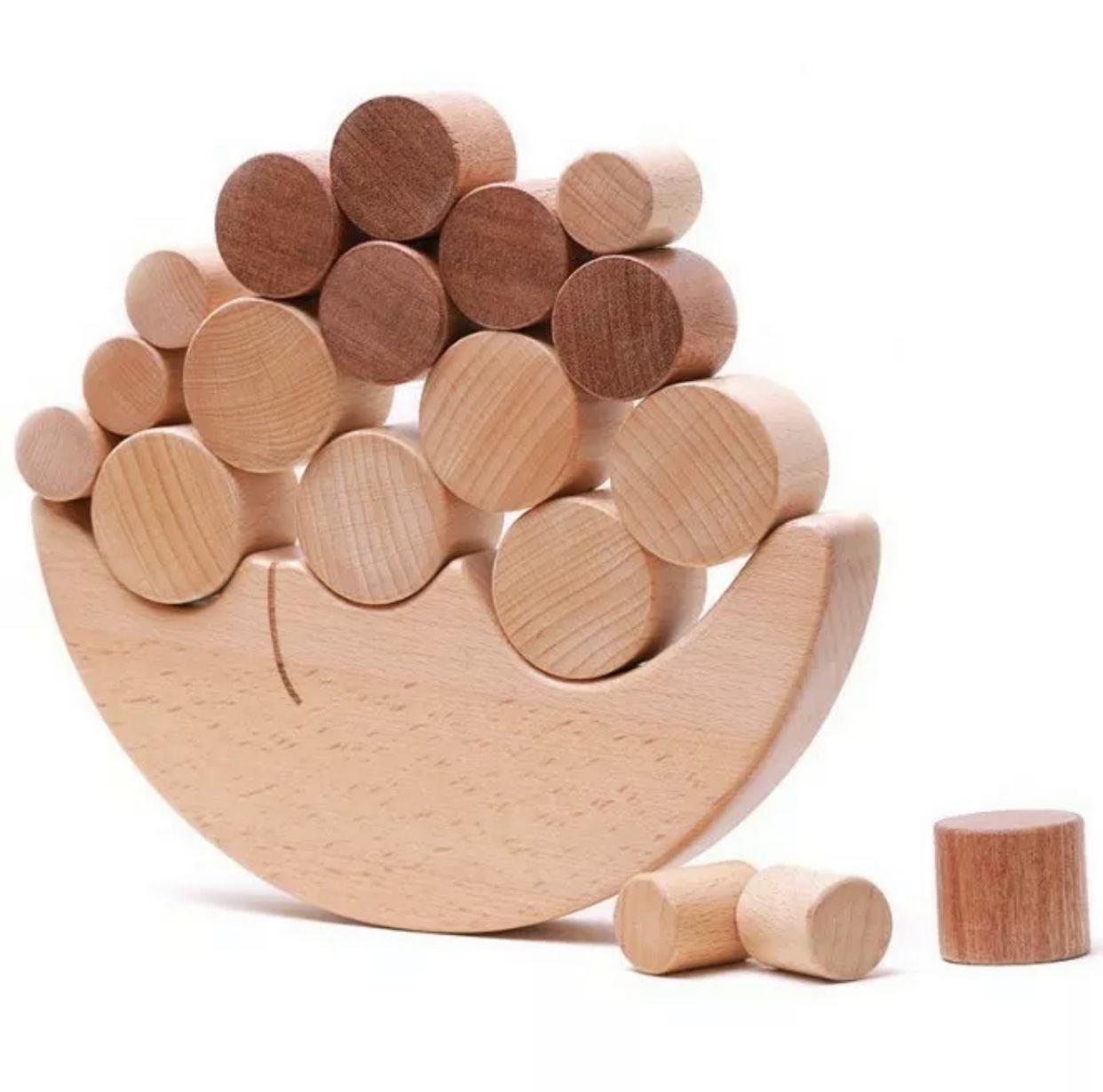 Wooden Montessori Moon Blocks Balance Game Toys Kids Educational.