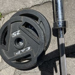 25 Lb Weights and Bar