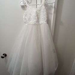 White Flower Girls Dress Princess Style