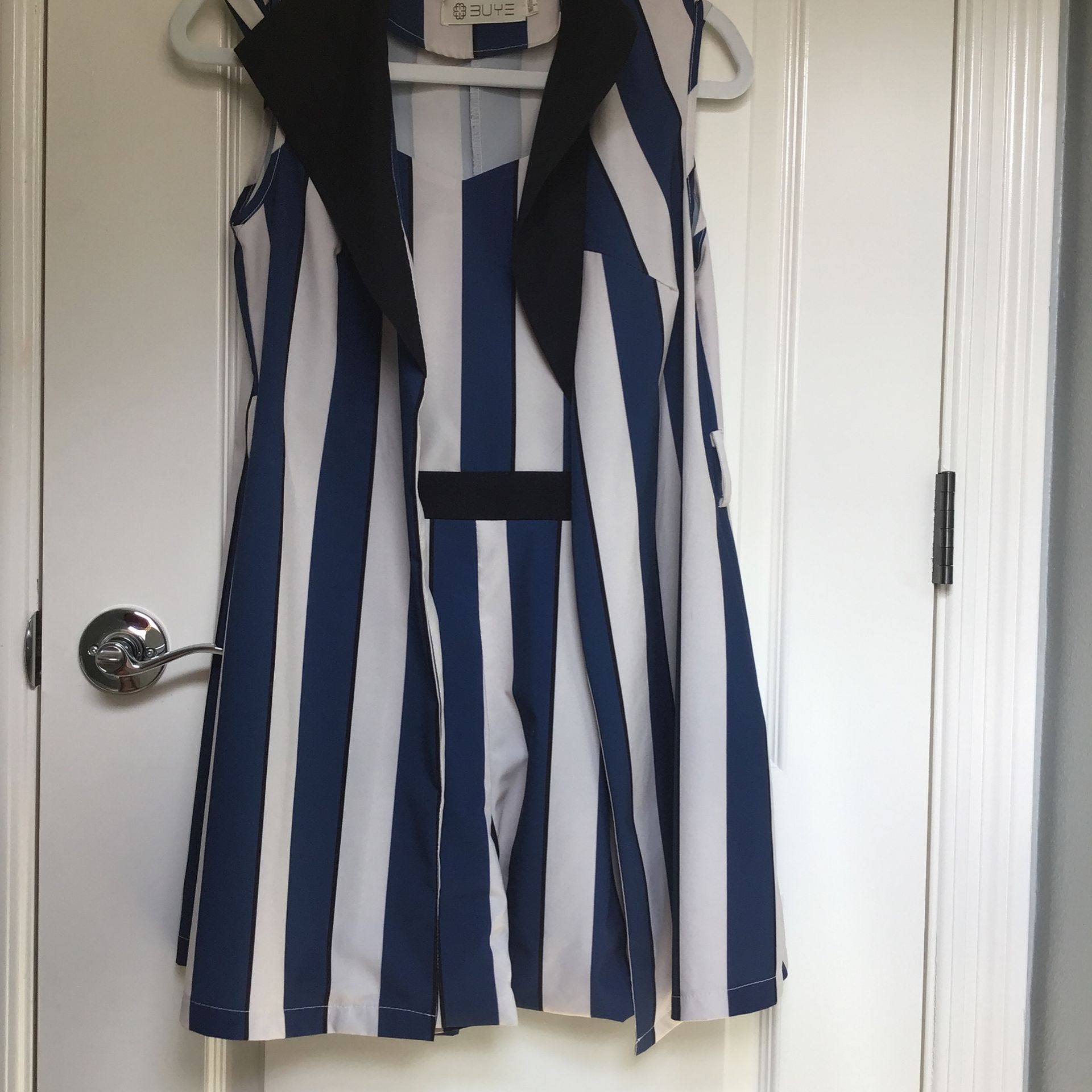 Navy Black Ivory Color Block Small Romper And Vest Set