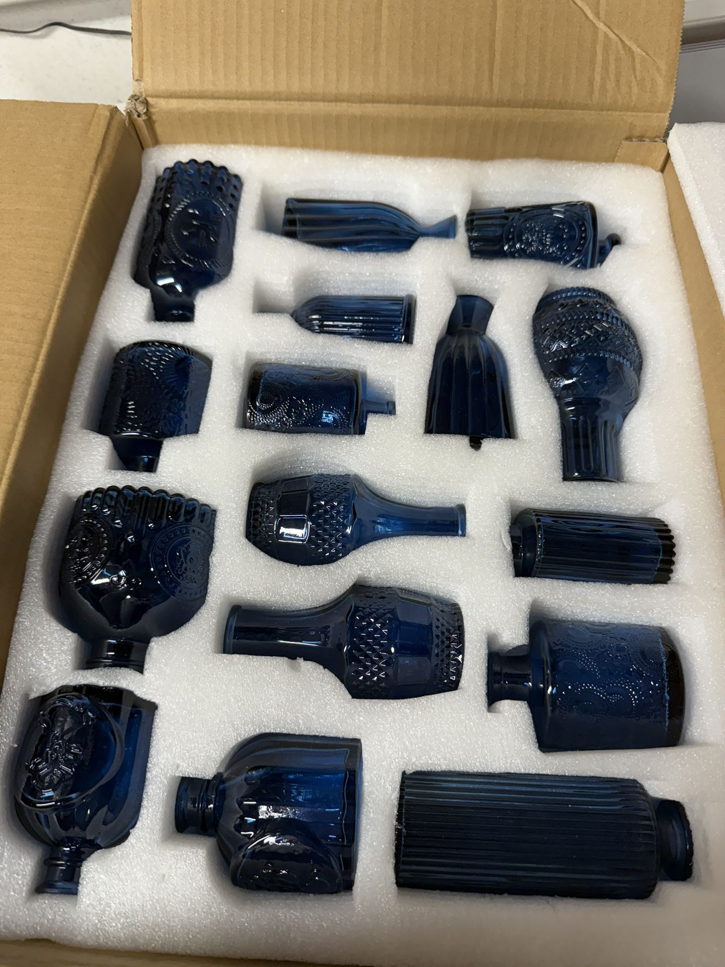 Blue Glass Flower Bud Vases