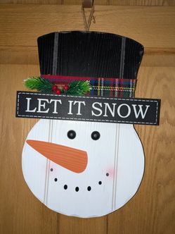 Snowman Wooden Let It snow Door Decor 