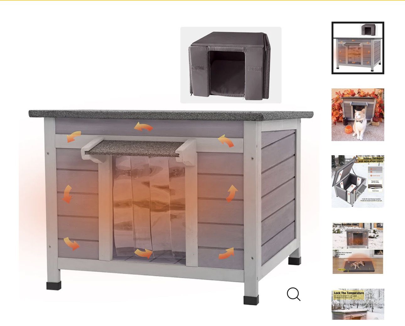 Aivituvin-AIR12-IN Insulated Wooden Cat House with Soft Liner | Waterproof Roof