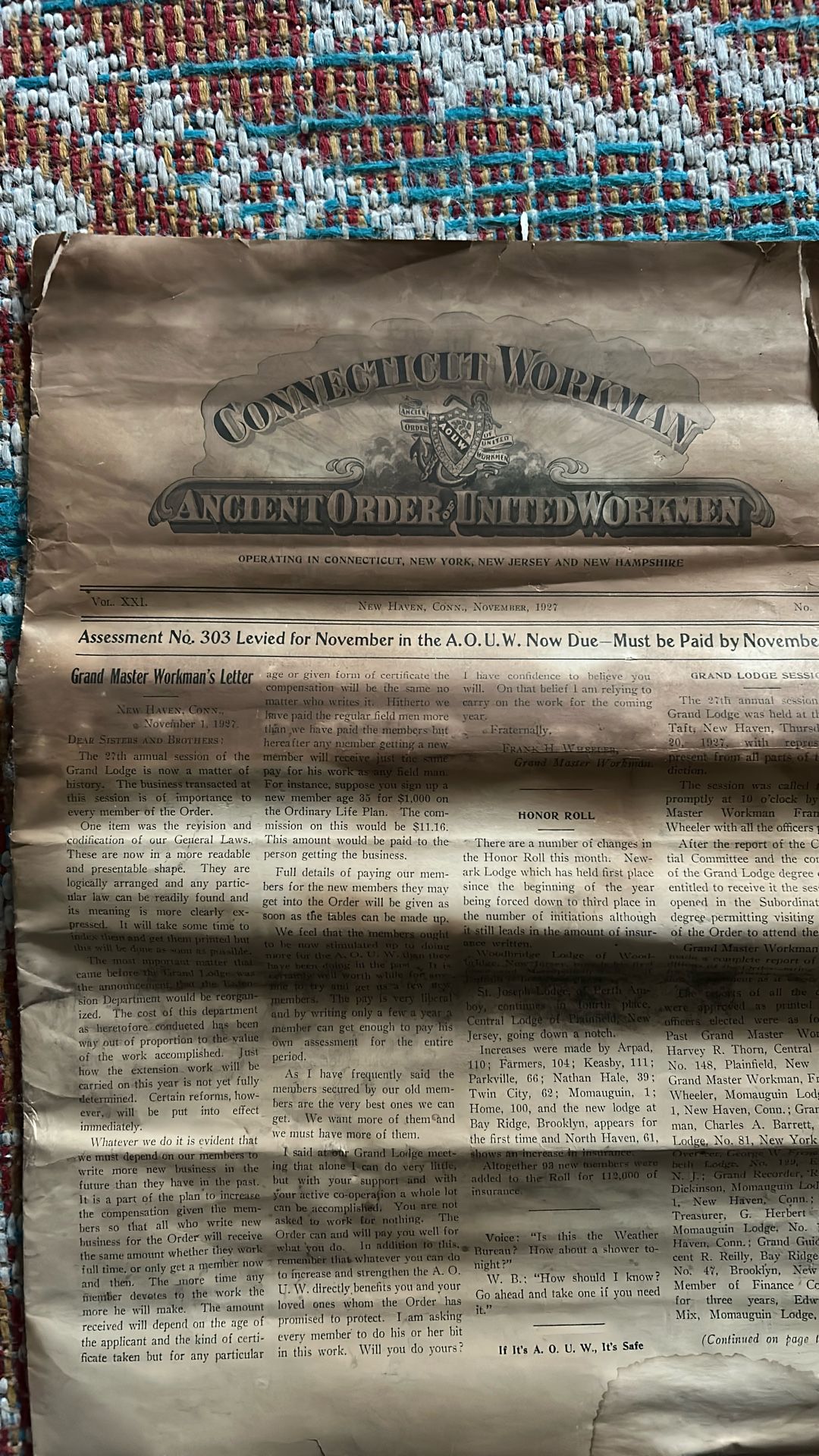Old Newspaper ,1927