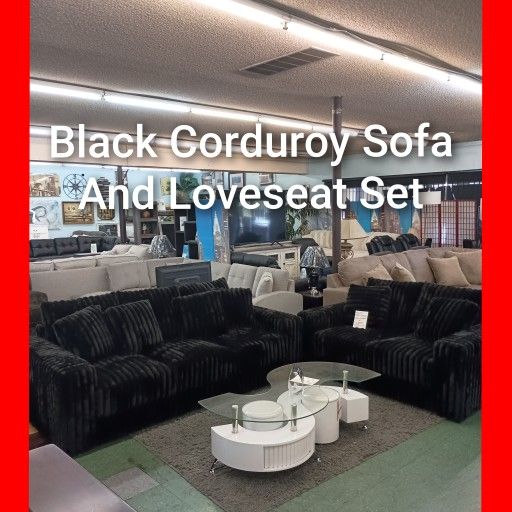 ✨ Black Sofa And Loveseat Set