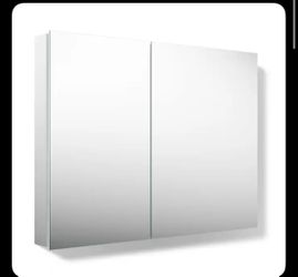 KOHLER Embark 35-in x 26-in Surface/Recessed Mount Anodized Aluminum Mirrored Rectangle Medicine Ca...