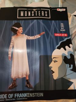 Monsters Bride of Frankenstein Kids Costume S4-6x, M7-8, L10-12